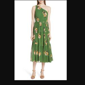 A.L.C. Tenley Silk Floral One-shoulder Midi Dress In Green